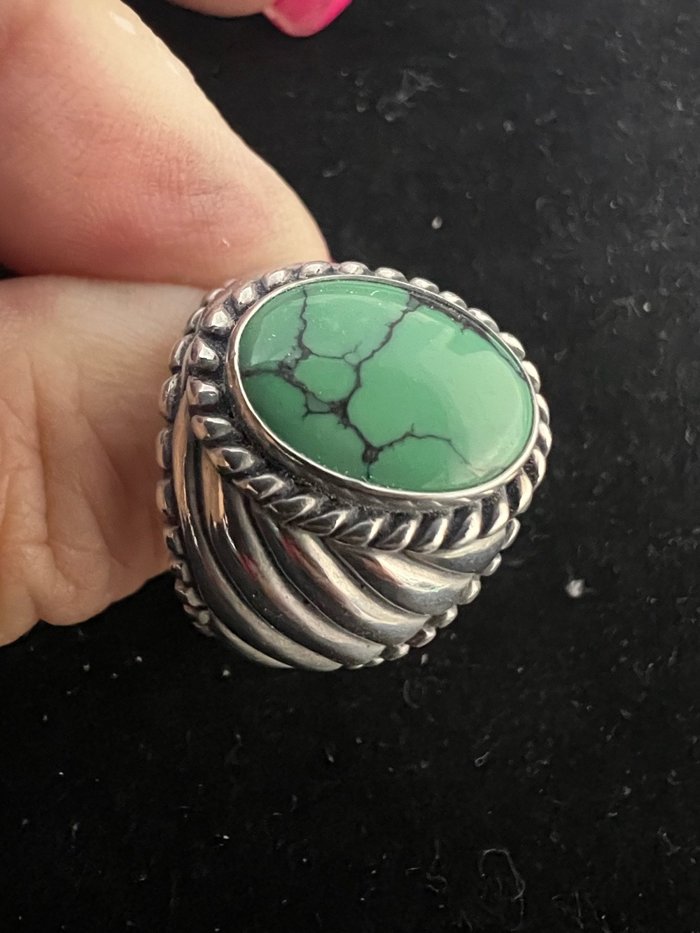 Carolyn Pollack 925 Sterling silver vintage turquoise statement ring.
